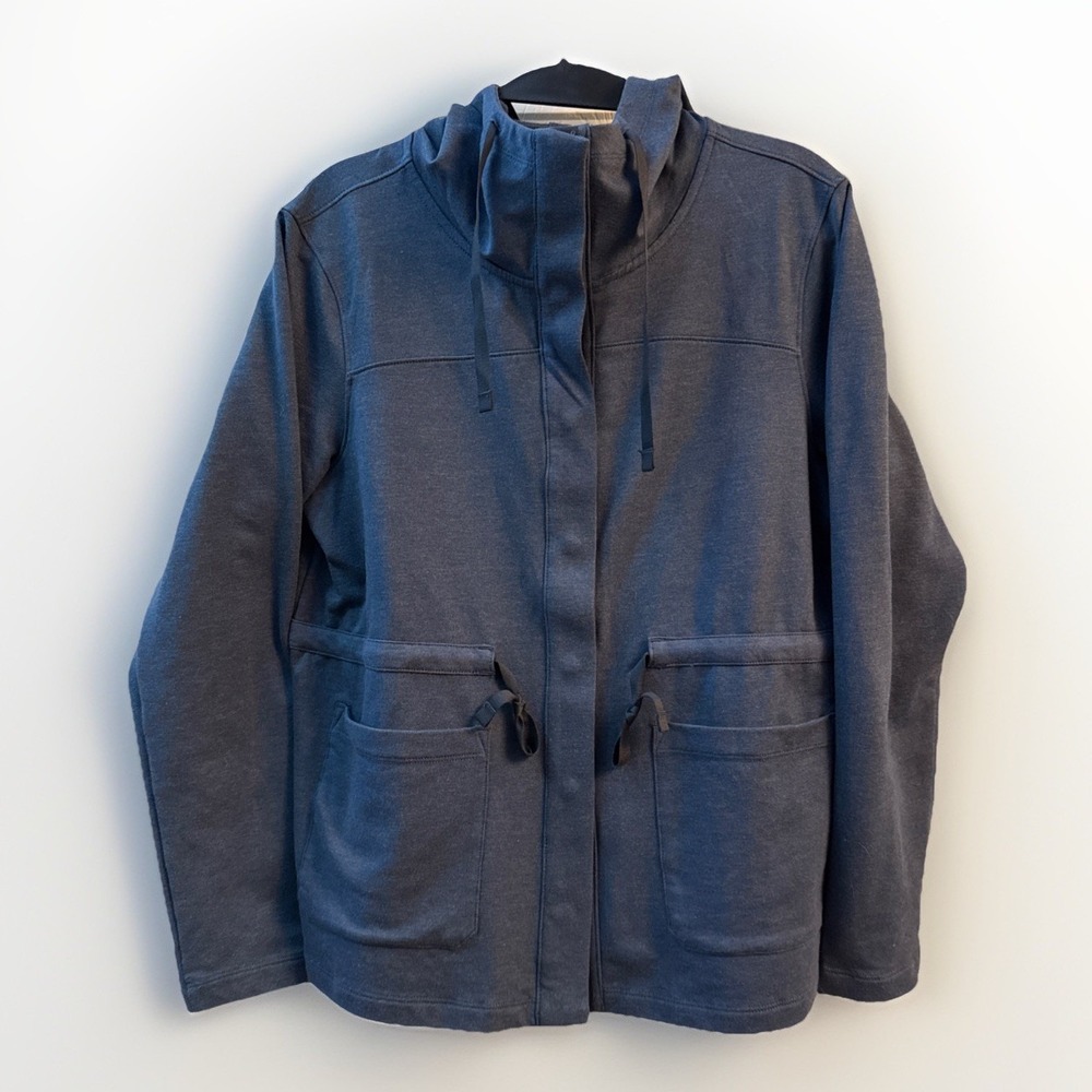 The North Face Jacket Cardigan Women's Blue S Snap Front Hoodie Waist Tie EUC